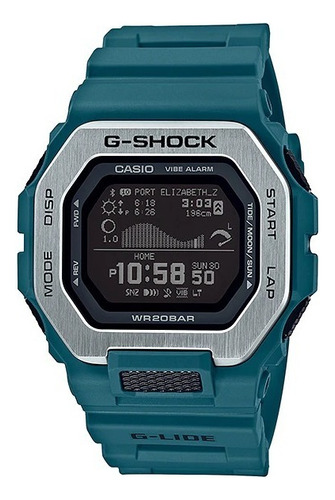 Reloj Casio G-shock G-lide Bluetooth Gbx-100-2 Hombre Color de la correa Turquesa Color del bisel Plateado Color del fondo Negro