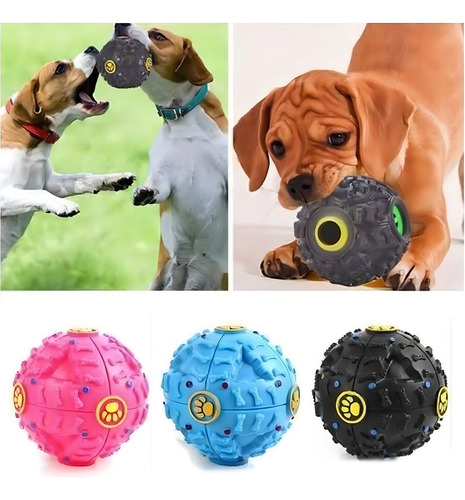 Bola Petisco Interativo Para Cães Grande Com Som G 12 Cm Cor Azul