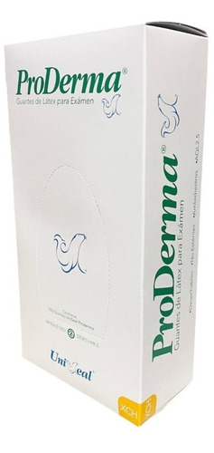 Guantes descartables antideslizantes UniSeal ProDerma color natural talle PP de látex con polvo x 100 unidades
