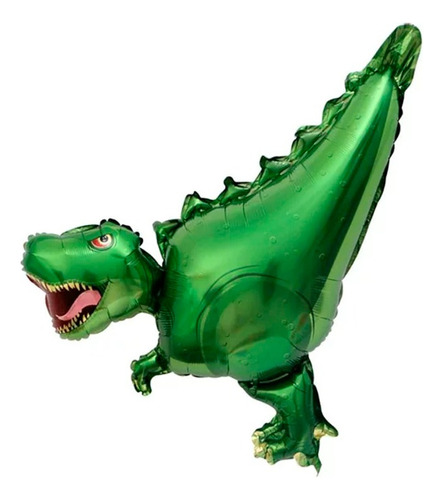 Globo Metálico Dinosaurio Rex Grande Verde Adorno Fiesta