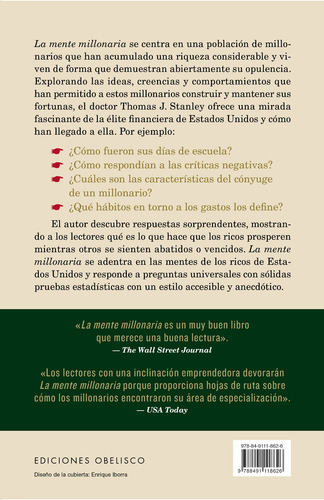 La mente millonaria, de Stanley, Thomas J.. Editorial Ediciones Obelisco, tapa blanda en español, 2022
