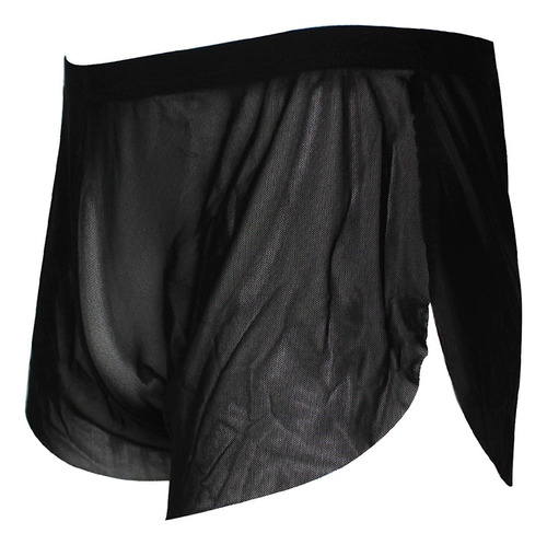 Yizyif Mesh Boxer Briefs Underwear Transparente Shorts Black