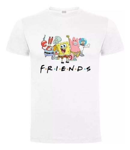 Polera 100% Algodon Manga Corta - Friends Amigos Bob Esponja