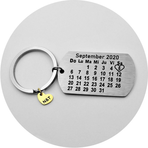 Imagen 2 de 5 de Llavero Acero Personalizado Calendario, Spotify Y Corazón