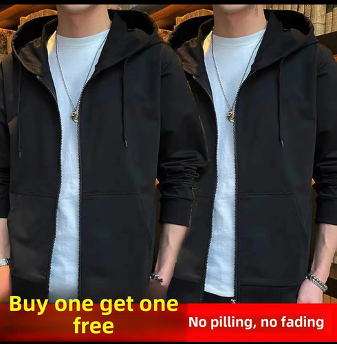 Chaqueta Tipo Cárdigan Con Capucha Y Cremallera Para Hombre,