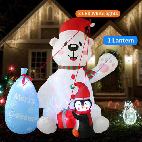 Oso De Pingüino Inflable Navideño De Con Luz, Decoración