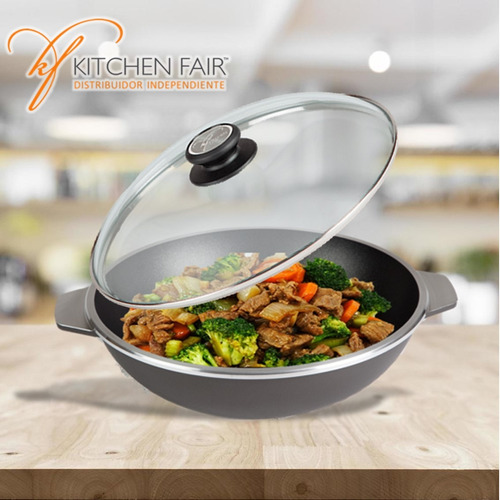 Wok 6.62 L Con Tapa De Cristal Kitchen Fair