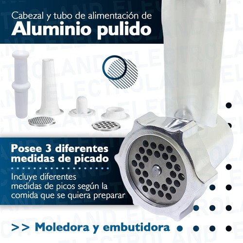 Imagen 8 de 10 de Picadora Eléctrica Embutidora De Carne Con Accesorios