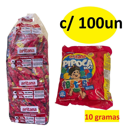 Fardo De Mini Pipoca Doce Com 100 Un De 10gr Aritana Festas