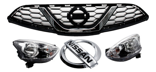 Kit Faros, Parrilla Y Emblema Originales Para Nissan March