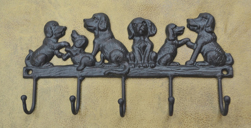 Lulu Decor, 5 Ganchos Para Llaves De Perro De Hierro Fundido