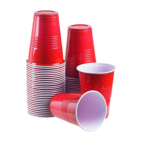 12 Oz Disposable Plastic Party Cups (red, 100)