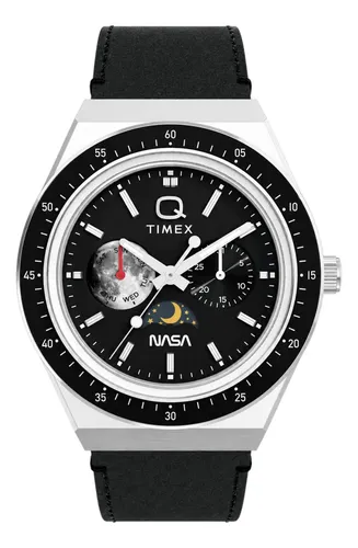 Relógio Q Timex X Nasa Special Edition Tw2y56800 Couro 40mm