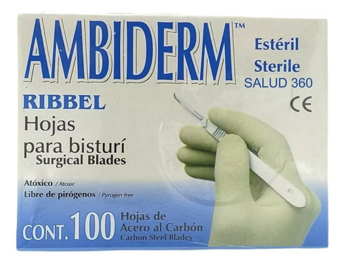 Hoja Para Bisturí #22 Acero Al Carbón C/100 Hojas Ambiderm®