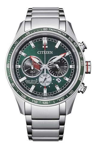 Reloj Citizen Eco Drive Ca4497-86x Caballero Time Square Color De La Correa Plateado Color Del Bisel Plateado Color Del Fondo Verde