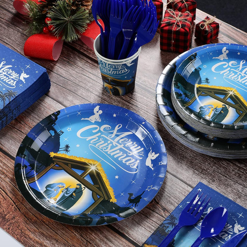 Suministros Para Fiestas De Navidad, Juego De Platos Y Servi