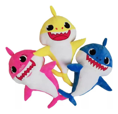 Baby Shark De Peluche Luz Y Sonido Azul Rosa Amarillo 