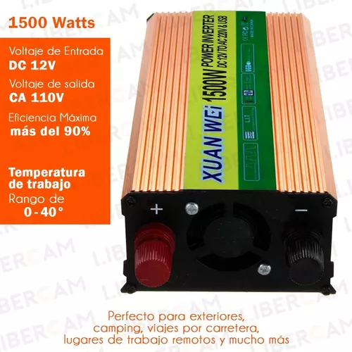 Convertidor Inversor 12v 220v 1500w Náutica Camping Auto Usb