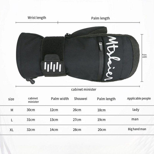 Guantes De Esquí De Invierno Guantes De Snowboard Negro L