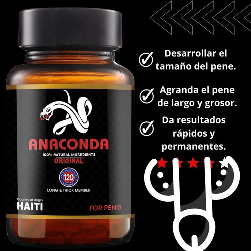 Agrandar El Pene De Largo Y Grosor - 120 Cápsulas Anaconda