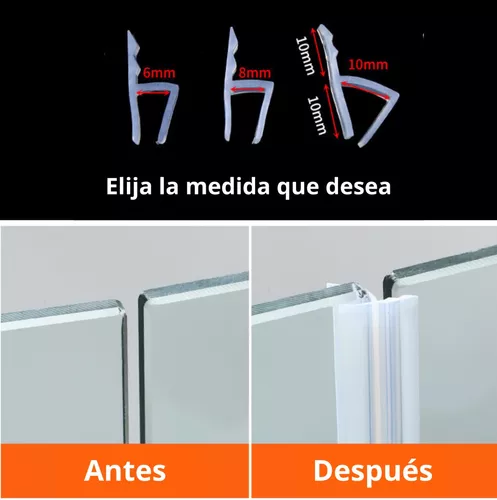 Tira Sellado Puerta Burlete Cancel Baño Ducha Impermeable 2m