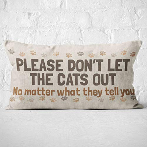 Funda De Almohada  Por Favor No Dejen Salir Gatos, No I...