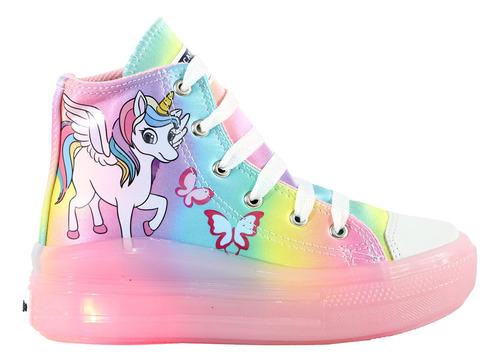 Tenis Niña Unicornio  Bota  Luces Led Botas Urbano Kuali 