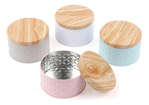 Latas Cilíndricas Deco C/tapa De Madera Multiusos Set 12pzs