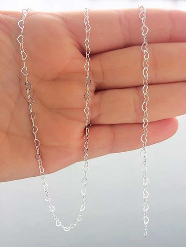 Colar E Pulseira De Corações Folheadas A Prata