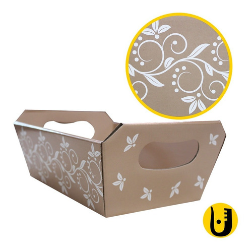 Imagem 4 de 7 de Cestas De Papel Decoradas 21x8,5x14,5cm. Com 10 Unid Sortida