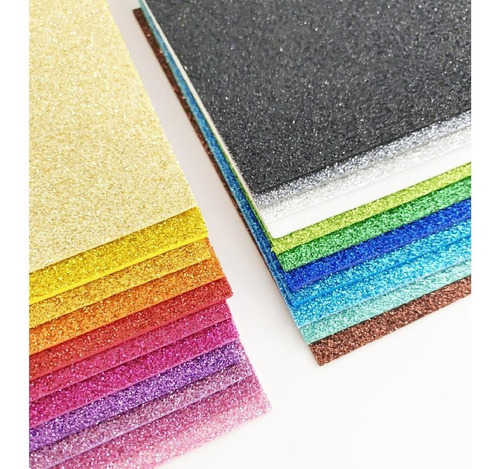 Goma Eva A4 Con Brillantina, Paquete Con Varios Colores