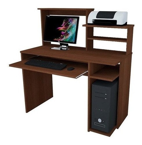 Imagen 3 de 3 de Escritorio para pc Mosconi 709 melamina de 101cm x 121cm x 45cm tabaco