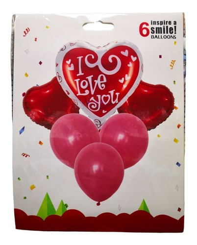 Kit X 6 Globos I Love You Completos San Valentín Modelo 2