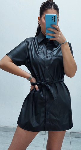 Vestido Ecocuero Camisero