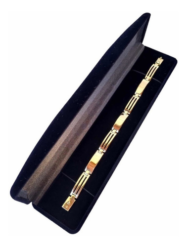 Pulseira Masculina Chapinhas Ouro 18k750 Com Batas Laterais
