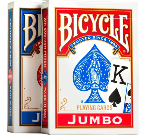 Kit 2 Baralho Bicycle Jumbo Naipe Grande Carta Premium Poker