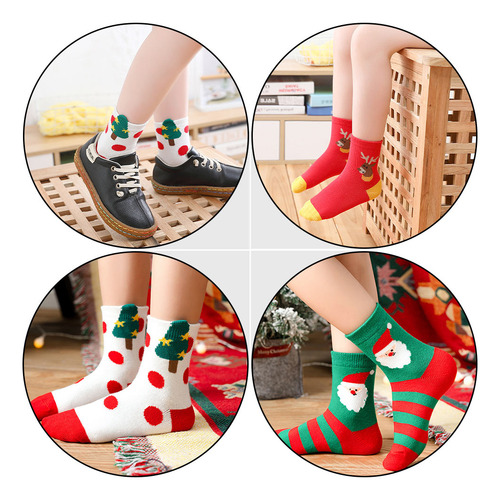 5 Pares De Bonitos Calcetines Navideños Infantiles Divertido