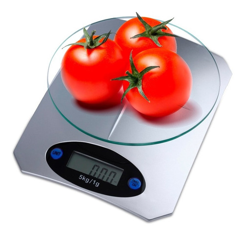 Imagen 1 de 10 de Bascula Digital De Cocina Base De Vidrio De 1 Gr A 5 Kilos