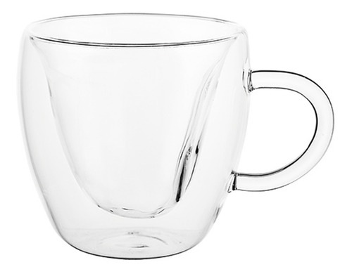 Imagem 3 de 8 de Kit Jogo 4 Xícaras Vidro Parede Dupla Coração 230ml