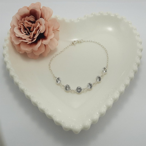 Pulseira Em Prata Com Pedras Cristal