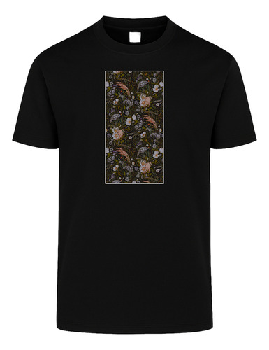 Playera Negra Unisex Premium Flores A007
