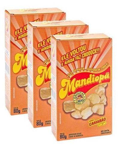 Kit 3 Salgadinho Mandiopã Sabor Camarão 80g Cada