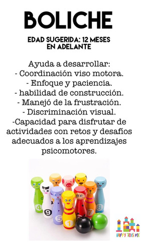 Juego De Boliche Didáctico De Madera Para Bebés De 1 Año
