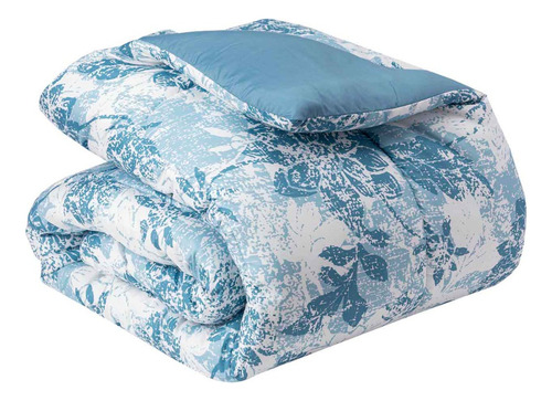 Plumon Reversible 2 Plazas Flores Azul