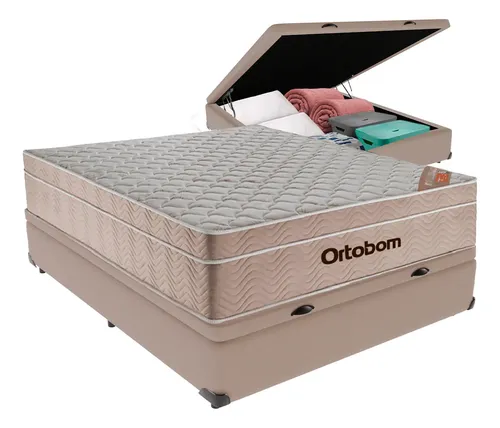 Cama box baú e colchão Airtech molas ensacadas Ortobom