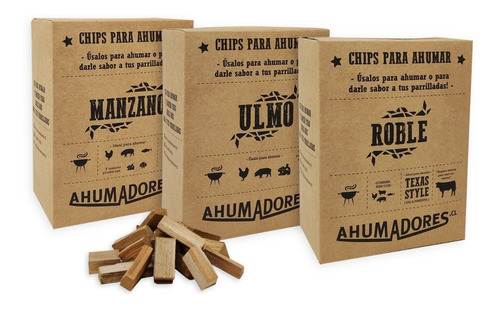 Pack 3k Chip De Madera Para Ahumar  Roble, Manzano Y Ulmo