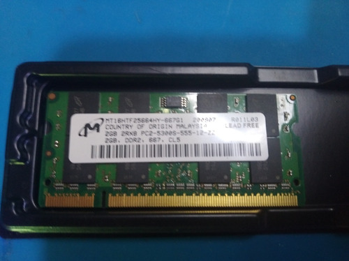 Imagen 1 de 1 de Memoria Ram Para Laptop 2 Gb Ddr2 667 Mhz