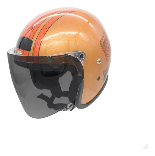 Capacetede De Moto Aberto Old School Kraft Premium Full Face Cor Viseira Fume Tamanho do capacete M - VESTE 57/58