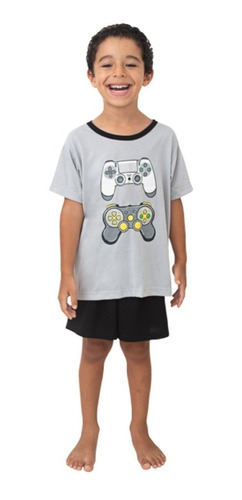Combo Pai E Filho Pijama Verão Camiseta + Short Players Game