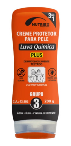 Creme Protetor Quimico Proteção Para Mãos Luva Quimica 200g